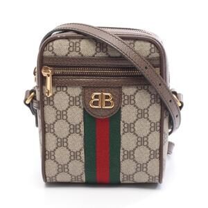 Balenciaga Gucci Hacker Project Shoulder Bag Canvas Leather Beige Brown